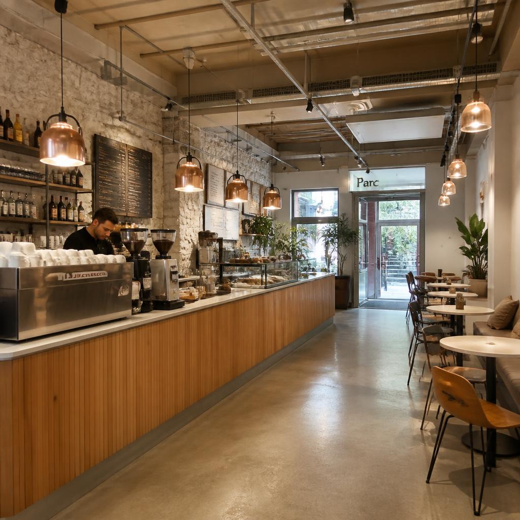 Reforma de local comercial convertido en cafetería con barra a medida en Sarrià, Barcelona, por Llar Nova